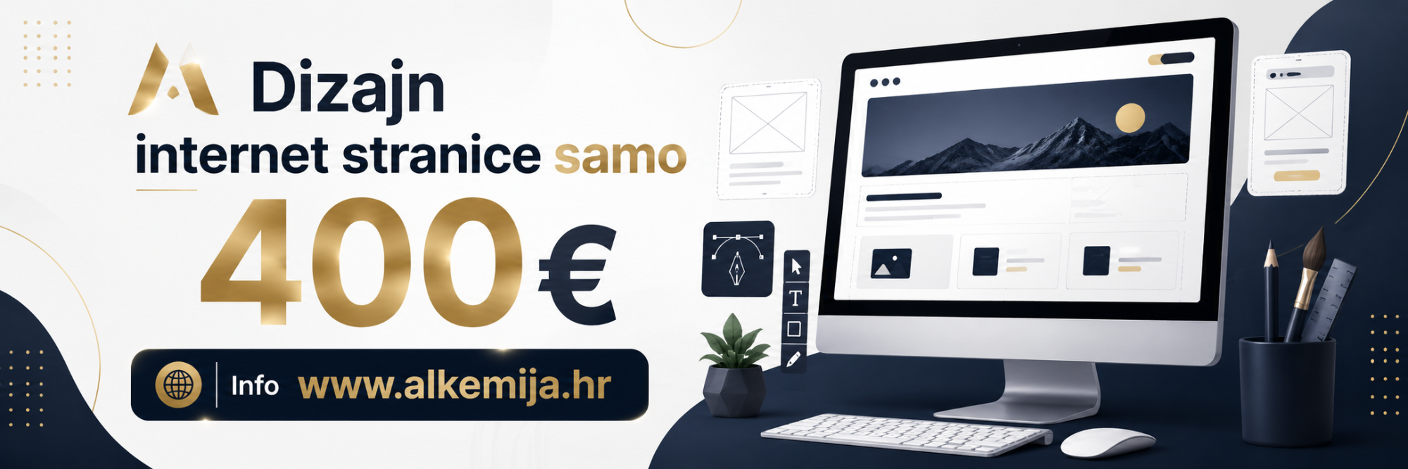 Dizajn internet stranice 4000 €. Upitnik na alkemija.hr